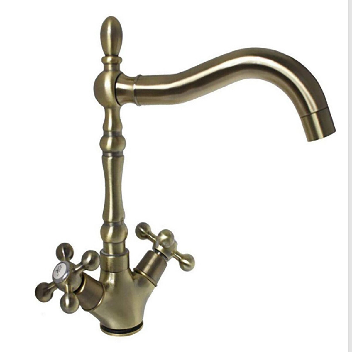 RUBINETTO LAVELLO CUCINA CANNA ALTA ANTICO MISCELATORE LAVANDINO OTTONE JH-1694