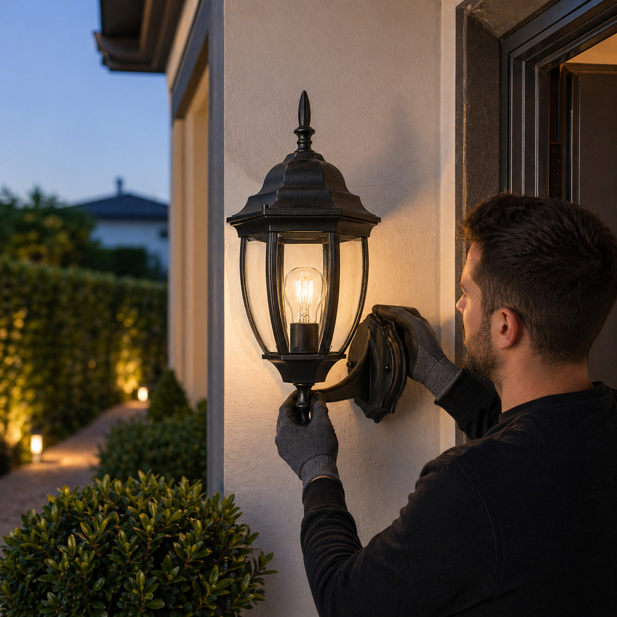APPLIQUE EXTÉRIEURE LANTERNE NOIRE MURALE E27 MAX 60W CLASSIQUE JARDIN IP44 A2-S