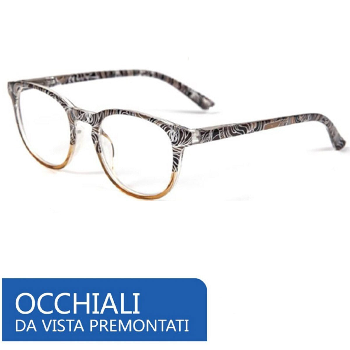 OCCHIALI VISTA LENTI GRADUATE LETTURA MONTATURA DONNA +1.5 GRADI MARRONE ZEBRATO