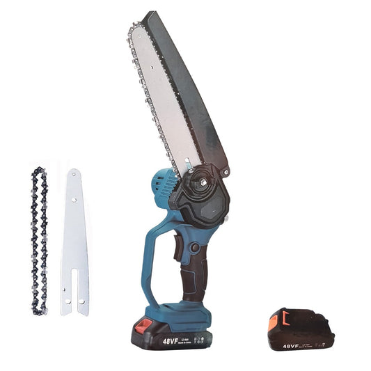 Mini tronçonneuse électrique sans fil 48V Guide 8" Chaîne d'élagage 2 BATTERIES