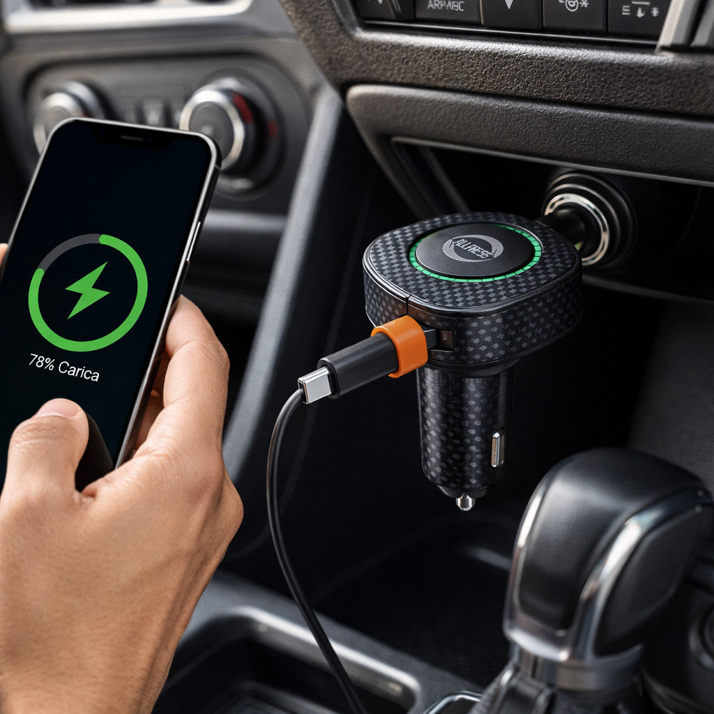 CHARGEUR VOITURE USB TYPE-C 3.1A CÂBLE RÉTRACTABLE 67CM 12V 24V CHARGE RAPIDE