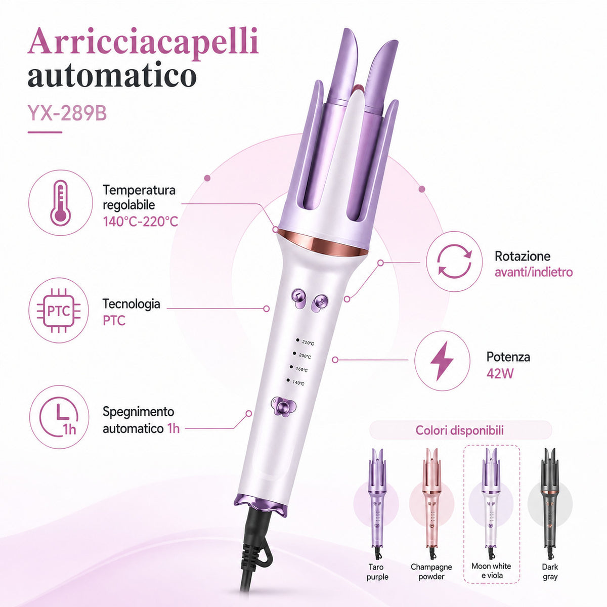 ARRICCIACAPELLI AUTOMATICO PIASTRA ONDE RICCI CERAMICA 42W YX-289B PRO 220V