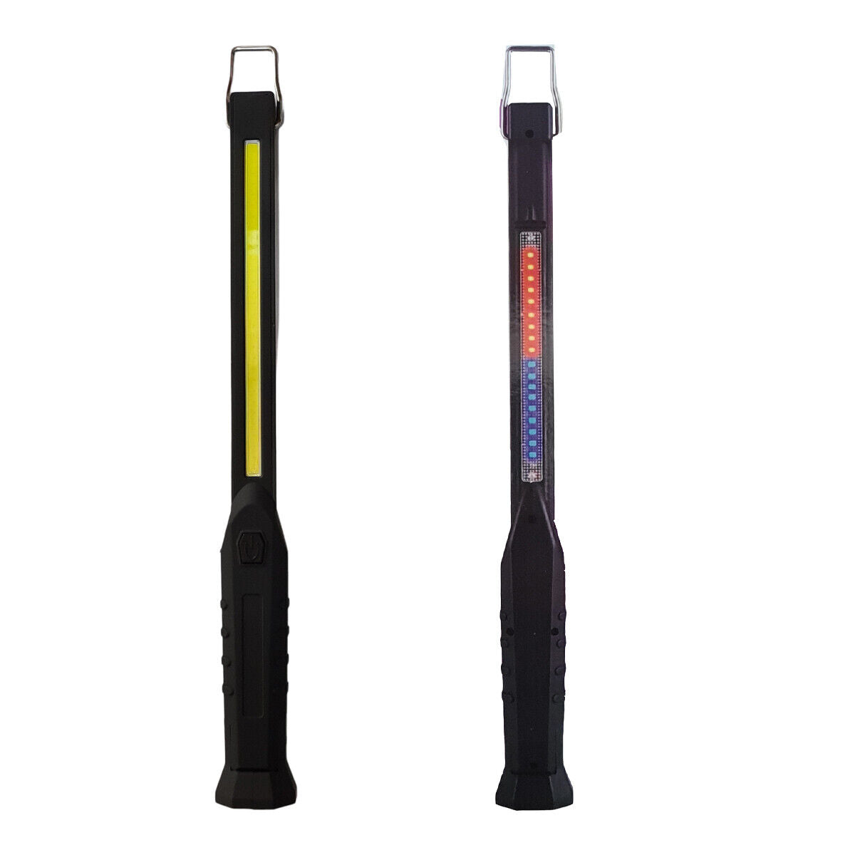 TORCIA LED PORTATILE LAVORO RICARICABILE MAGNETE GANCIO EMERGENZA ROSSO BLU COB