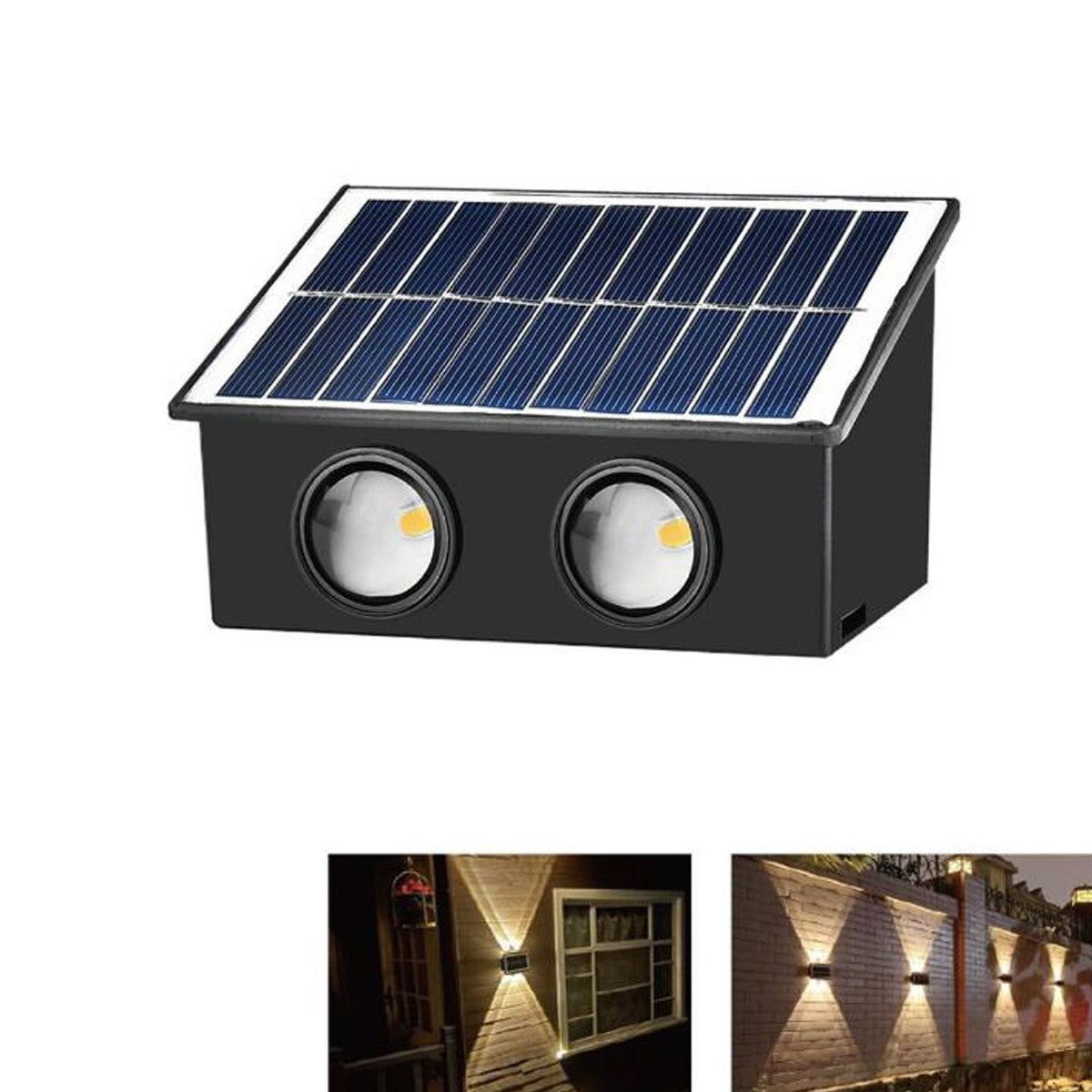 APPLIQUE LAMPADA 4 LED MURO PARETE SOLARE IP65 BIANCO CALDO GIARDINO TE-B0572*