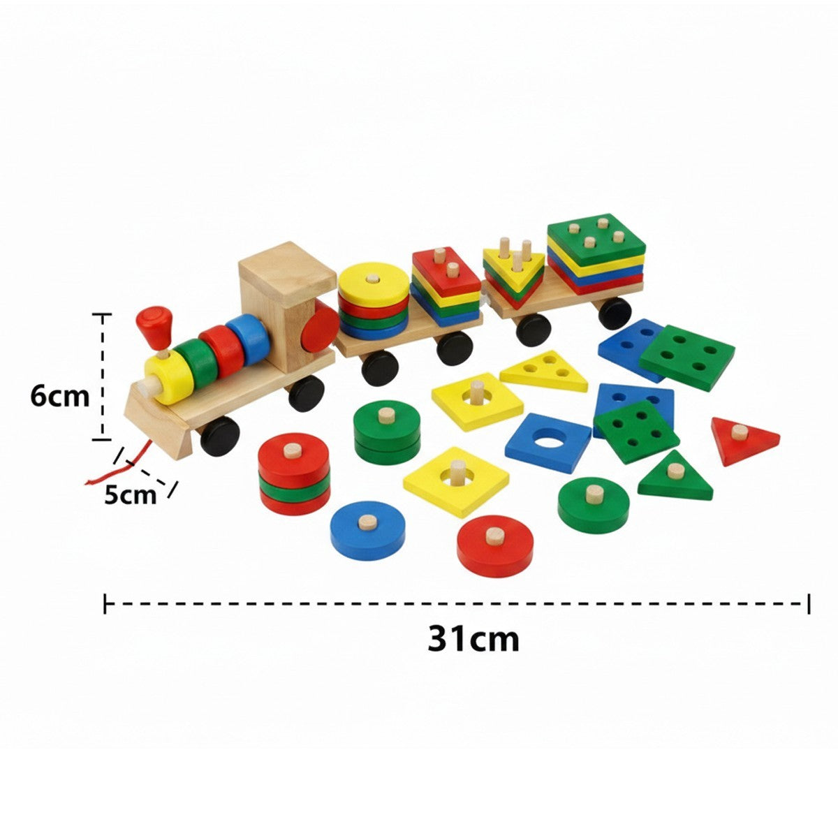 TRENINO LEGNO TRAINABILE GIOCO EDUCATIVO MONTESSORI FORME GEOMETRICHE 52295