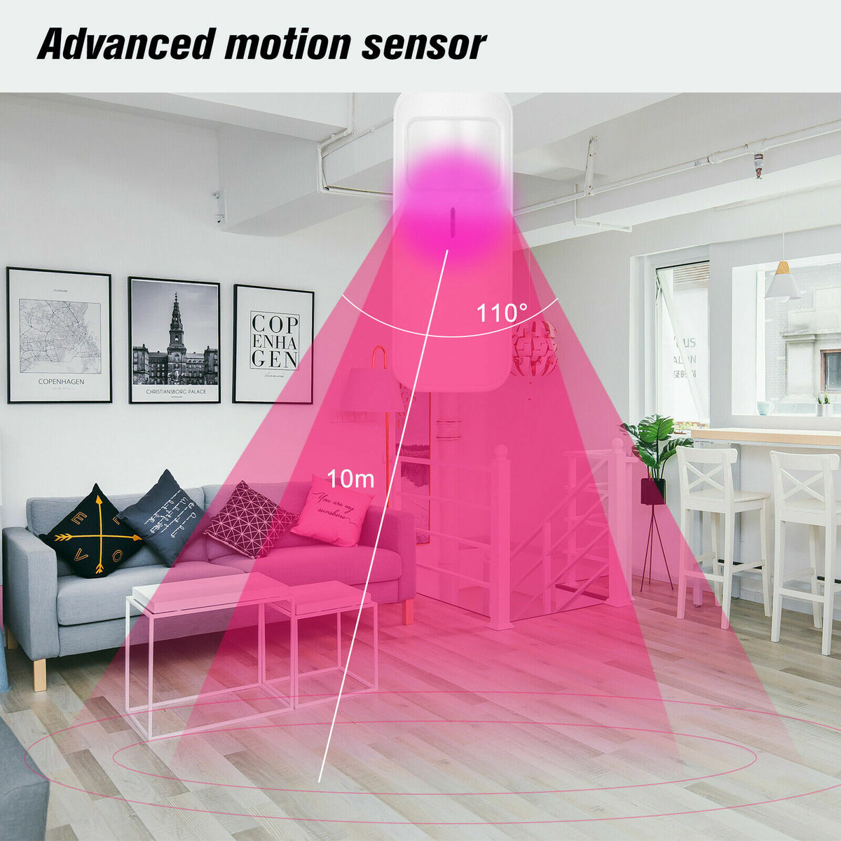 SENSORE DI MOVIMENTO PIR VOLUMETRICO WIRELESS ALLARME ANTIFURTO RF 433 MHZ