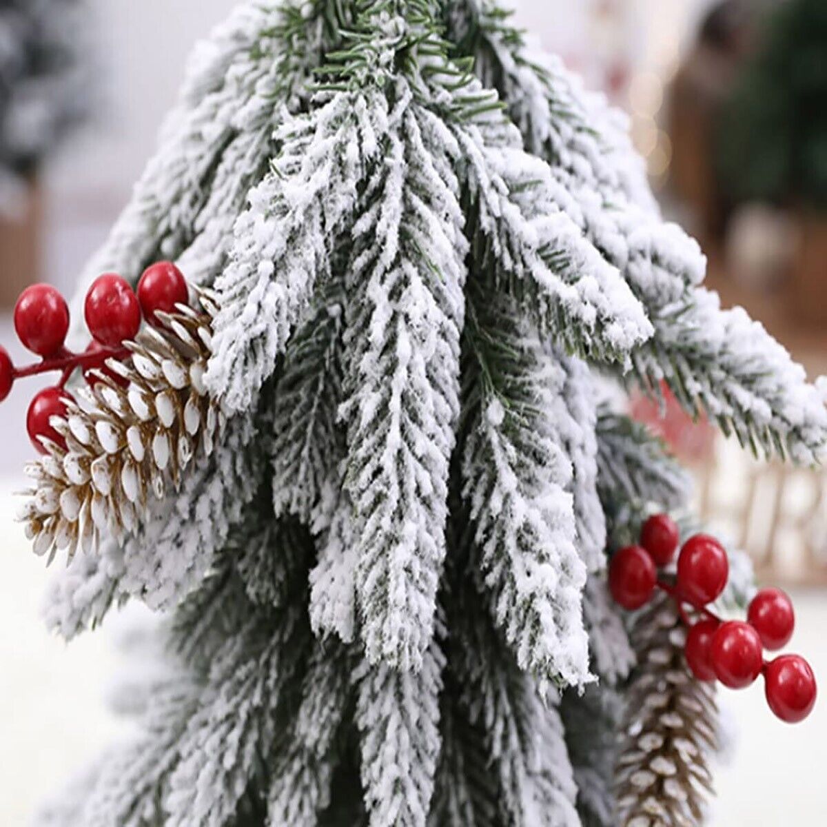 ALBERO DI NATALE PINO VERDE ARTIFICIALE INNEVATO PICCOLO 40 CM CON NEVE BACCHE