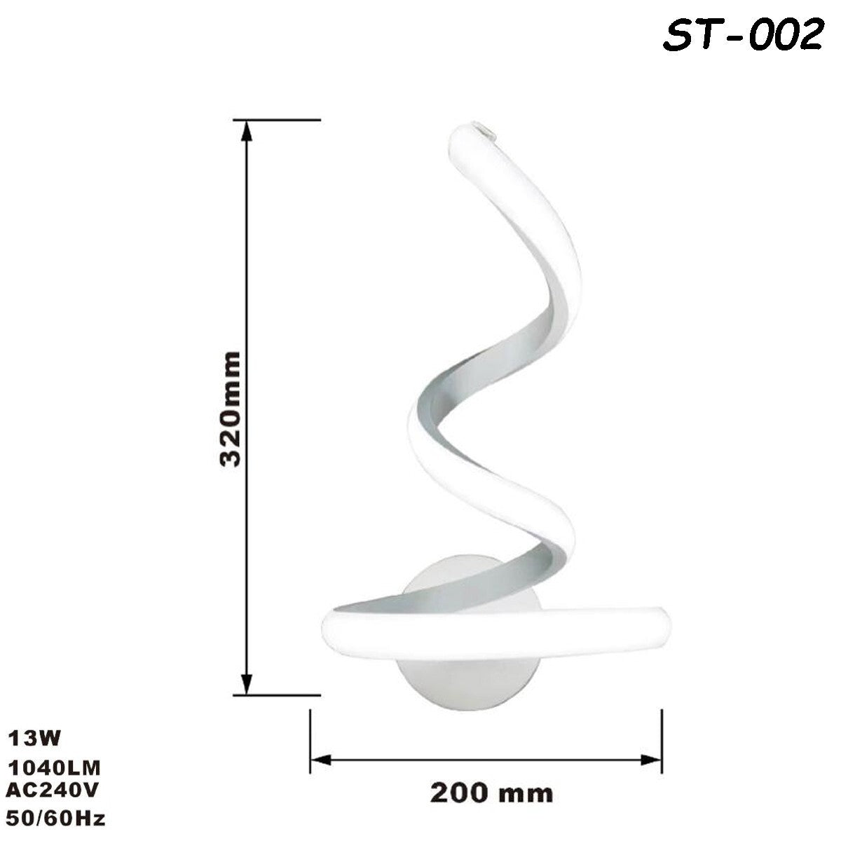 APPLIQUE LAMPE INTÉRIEURE MURALE MODERNE SPIRALE 13W LUMIÈRE NATURELLE ST-002