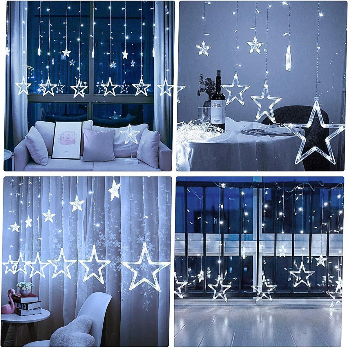 GUIRLANDE LUMINEUSE ÉTOILE BLANC FROID ÉTOILES LED NOËL FÊTES DÉCORATIONS