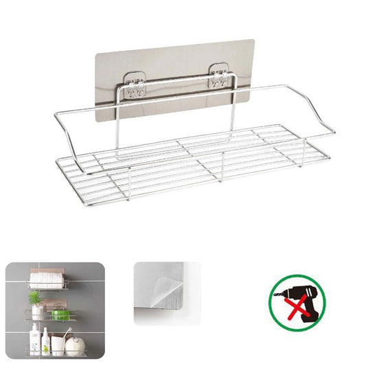 MENSOLA DA PARETE ADESIVA SCAFFALE ORGANIZER PORTAOGGETTI BAGNO CUCINA 03498