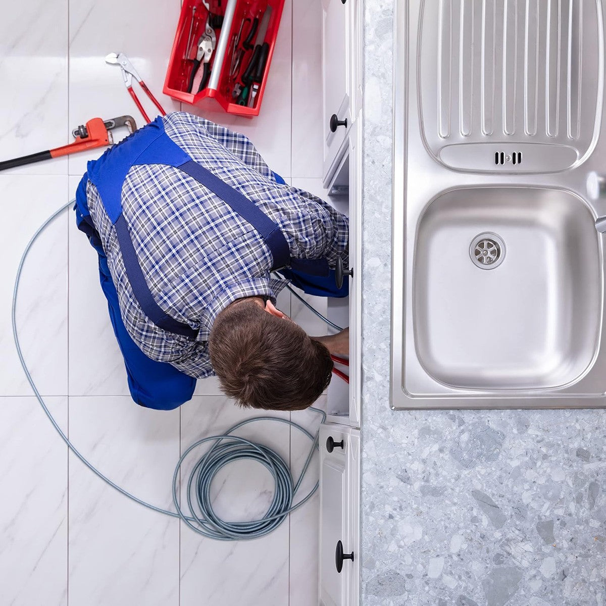 MOLLA STURALAVANDINO STURA TUBI A SPIRALE PER SCARICO FOGNE WC BAGNO ODORI 5 MT