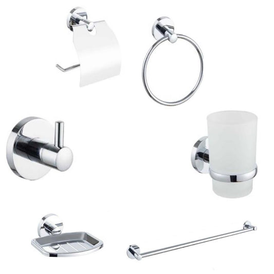 KIT COMPLET 6 ACCESSOIRES DE SALLE DE BAIN BARRE PORTE-SAVON WC CROCHET PORTE-SERVIETTES 03904