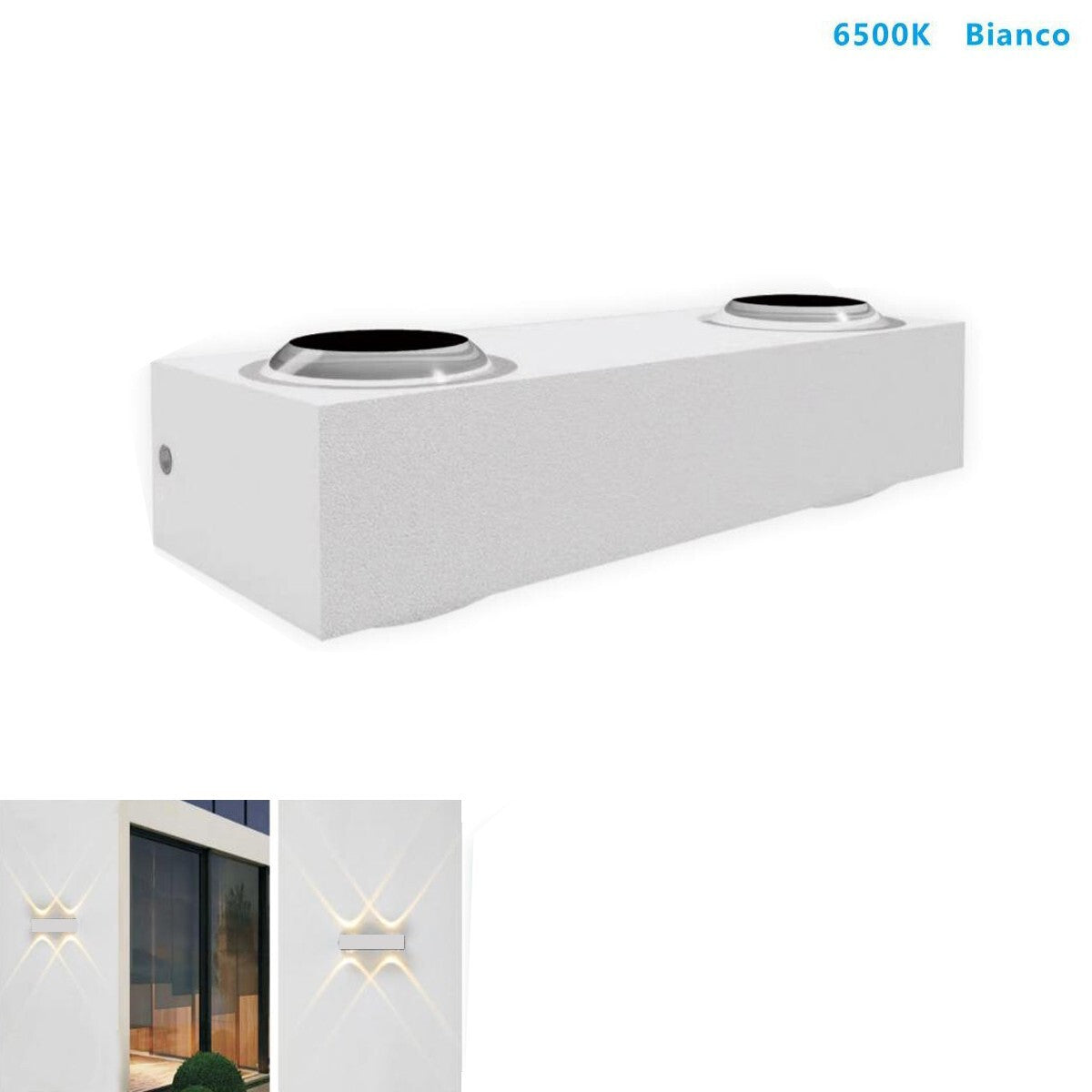 APPLIQUE LED 4W BLANC LAMPE LUMIÈRE 6500K MURALE HAUT BAS EXTÉRIEUR INTÉRIEUR