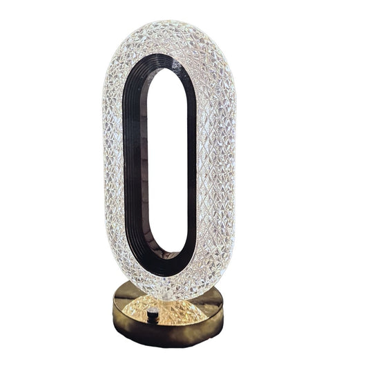 LAMPE DE TABLE LED RECHARGEABLE OVALE EFFET CRISTAL AMBIANCE DIAMANT TACTILE 18