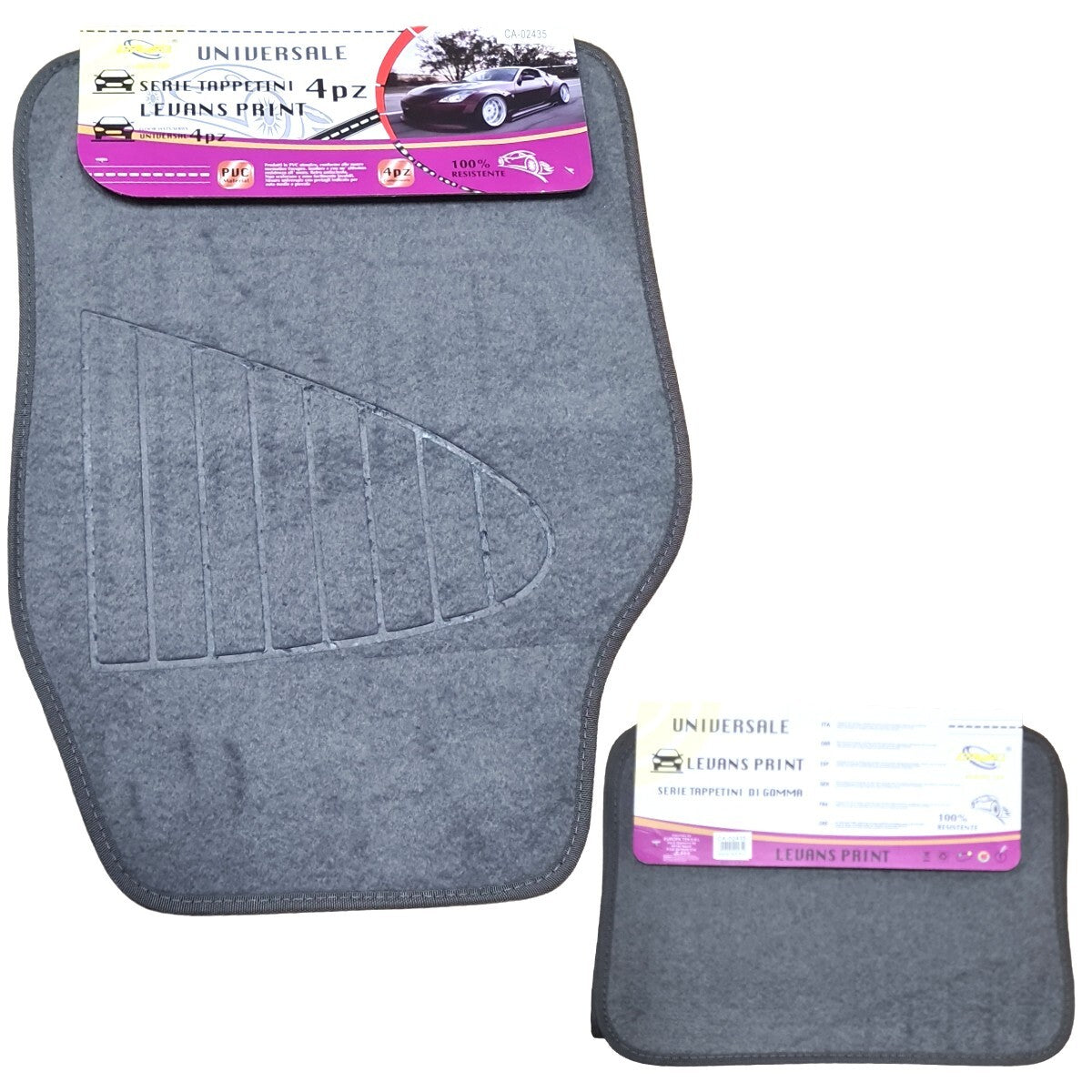 SET COMPLETO 4 TAPPETINI UNIVERSALI MOQUETTE AUTO ANTERIORE POSTERIORE CA-02435