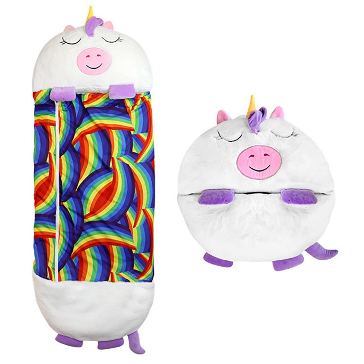 SACCO A PELO BAMBINI CARTONI UNICORNO CUSCINO MORBIDO PIEGHEVOLE
