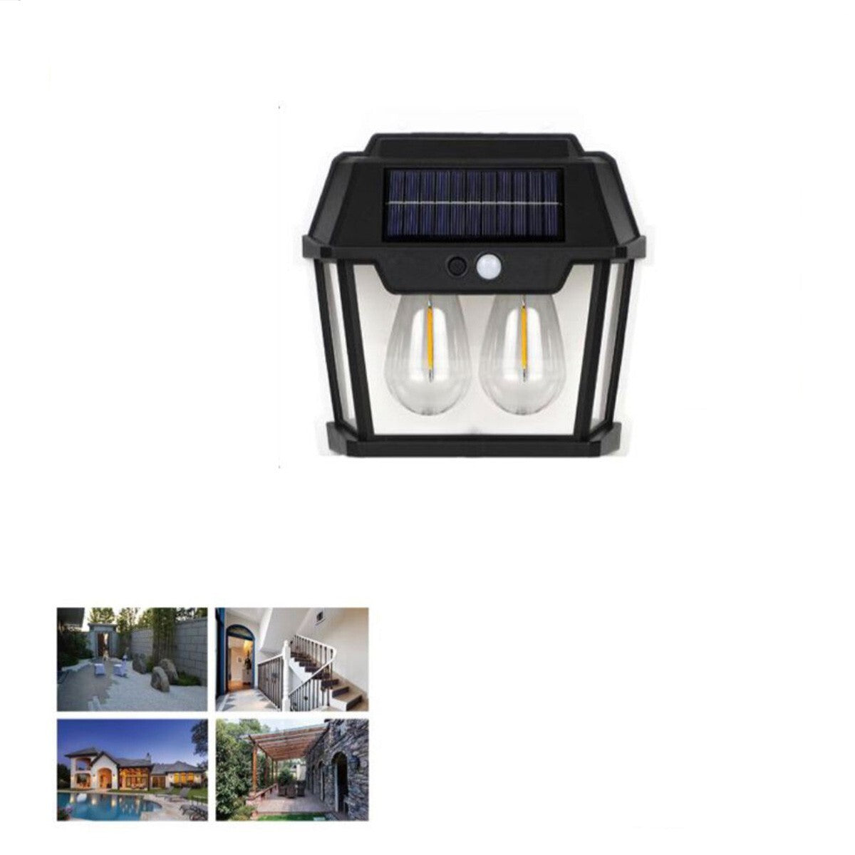 APPLIQUE LAMPE DOUBLE LED MUR MURAL EXTÉRIEUR SOLAIRE CRÉPUSCULAIRE JARDIN
