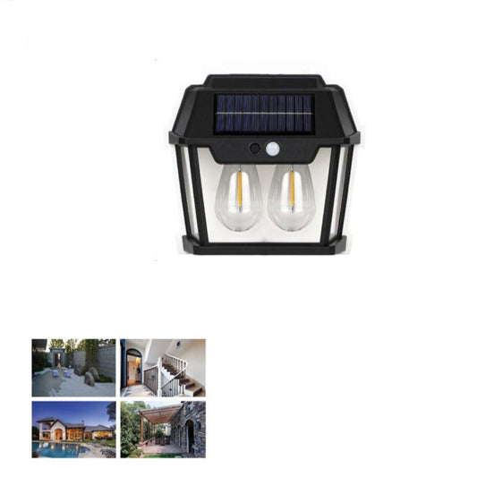 APPLIQUE LAMPE DOUBLE LED MUR MURAL EXTÉRIEUR SOLAIRE CRÉPUSCULAIRE JARDIN