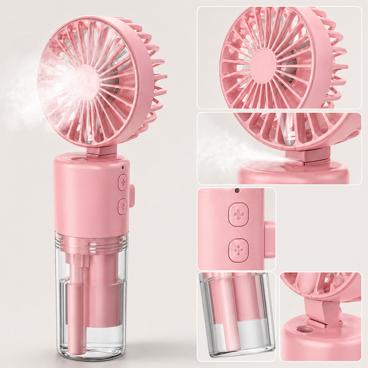 VENTILATEUR PORTABLE AVEC SPRAY HUMIDIFICATEUR RECHARGEABLE USB MINI VENTILATEUR AS-07114