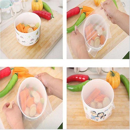 LOT DE 4 FILMS ALIMENTAIRES LAVABLES ET RÉUTILISABLES STRETCH AND FRESH