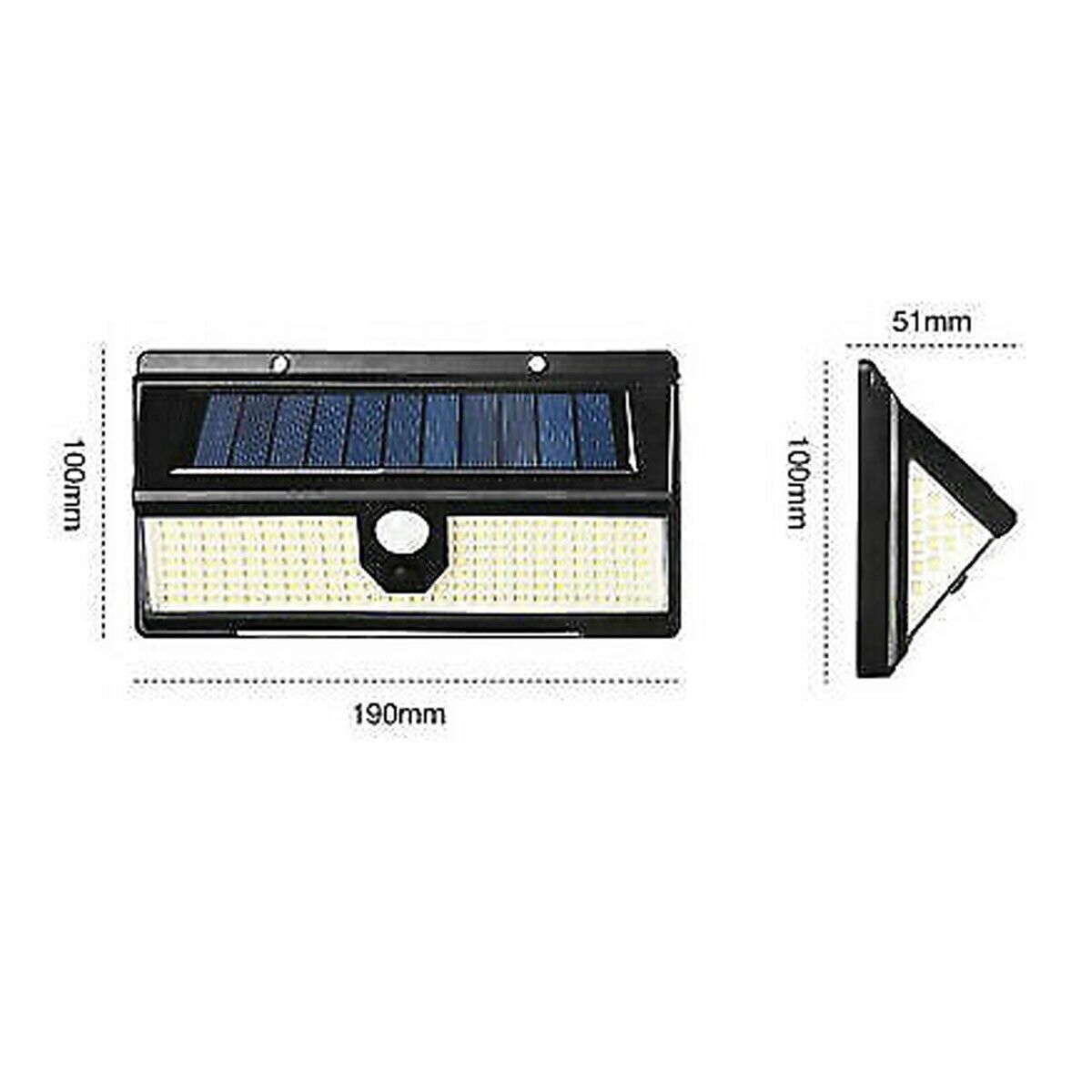 FARETTO SOLARE ESTERNO 190 LED SMD LUCE DI EMERGENZA SENSORE DI MOVIMENTO B0519