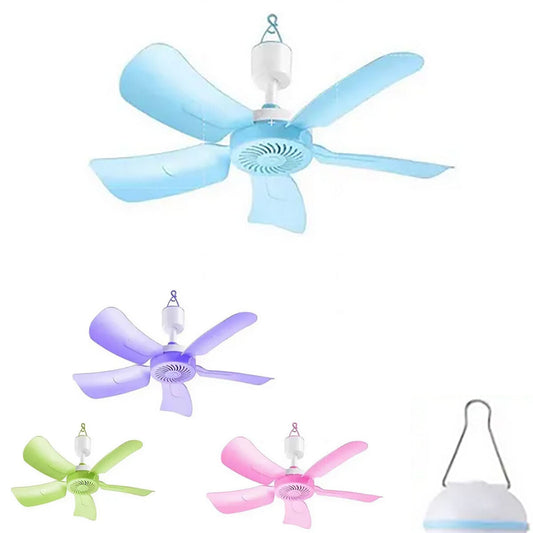 MINI VENTILATEUR DE PLAFOND 5 PALES ANNEAU D'ACCROCHAGE MARCHE/ARRÊT 8W HQ-490A