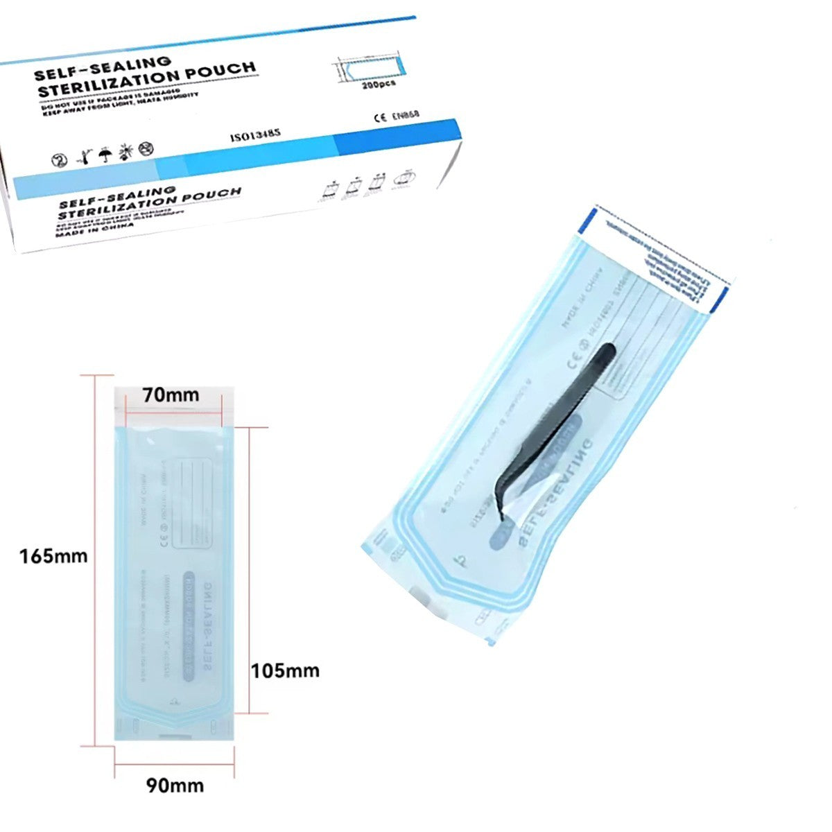 200 SACHETS DE STÉRILISATION AUTO-SCELLANTS ESTHÉTICIENNE DENTISTES 90X165MM