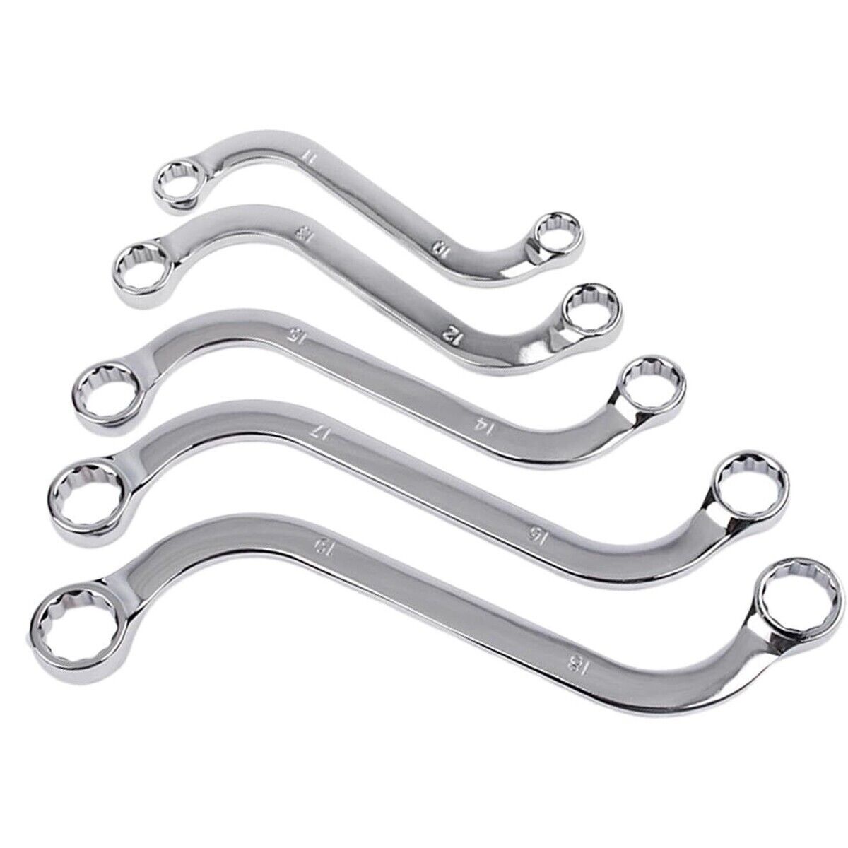 SET 5 CHIAVI DA MECCANICO COMBINATE TIPO S FISSE AUTO ANELLO POLIGONALI 10-19MM