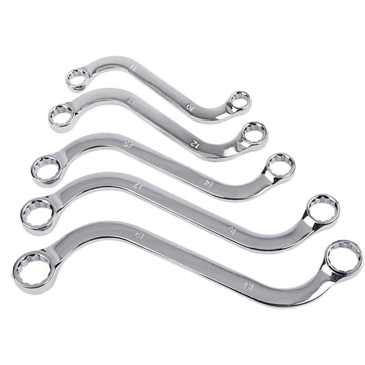 SET 5 CHIAVI DA MECCANICO COMBINATE TIPO S FISSE AUTO ANELLO POLIGONALI 10-19MM