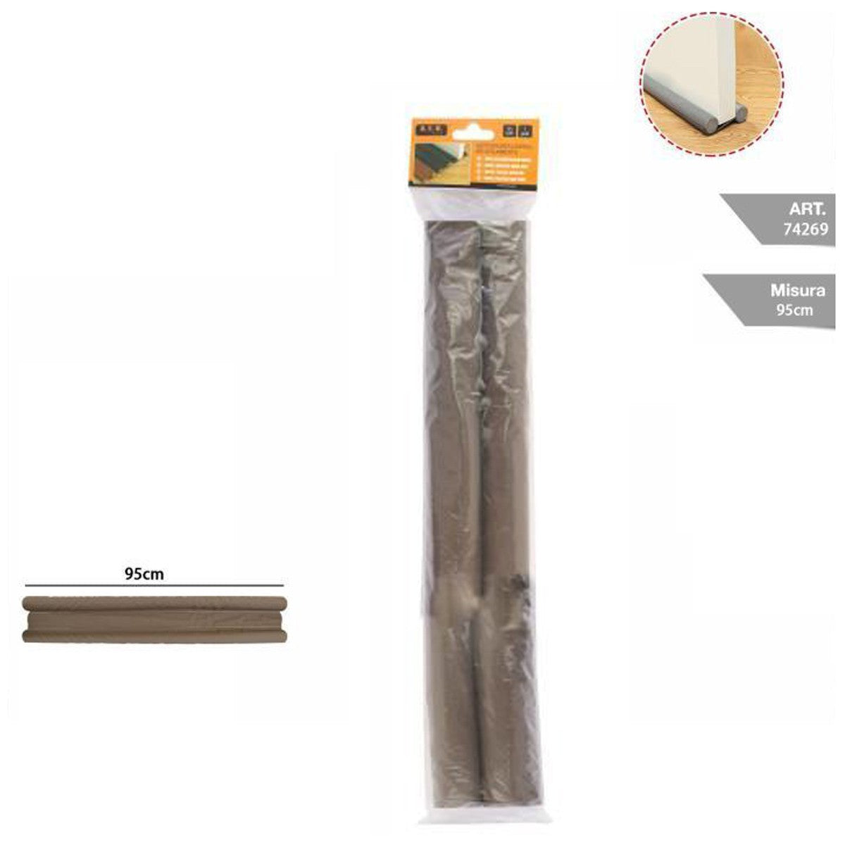 PARAFREDDO SOTTOPORTA ISOLANTE DOPPIO ISOLAMENTO 95CM PARASPIFFERO MARRONE