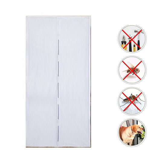 MOUSTIQUAIRE MAGNÉTIQUE INSECTES MOUCHES MOUSTIQUES MAISON 120X220CM BLANCHE