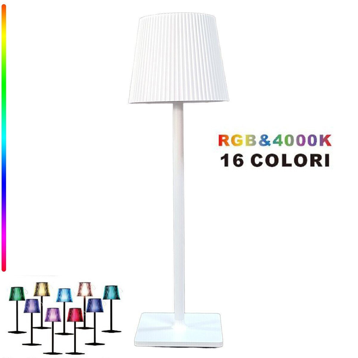 LAMPADA TAVOLO TOUCH COLORI LED RGB + 4000K RICARICABILE BAR RISTORANTE BIANCA