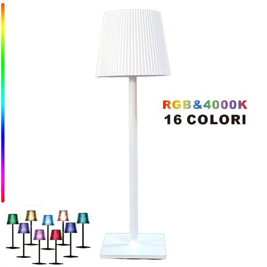 LAMPADA TAVOLO TOUCH COLORI LED RGB + 4000K RICARICABILE BAR RISTORANTE BIANCA