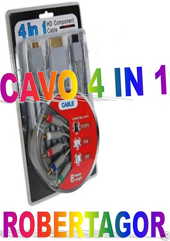 CÂBLE HD 4 EN 1 CONSOLE POUR PS2 PS3 WII X BOX TRÈS UTILE