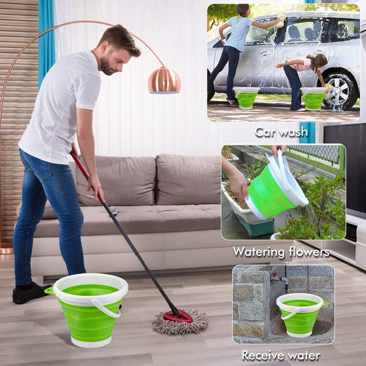 SEAU PLIABLE 5L RÉTRACTABLE SILICONE SALVASPAZIO MULTI-USAGE AVEC POIGNÉE