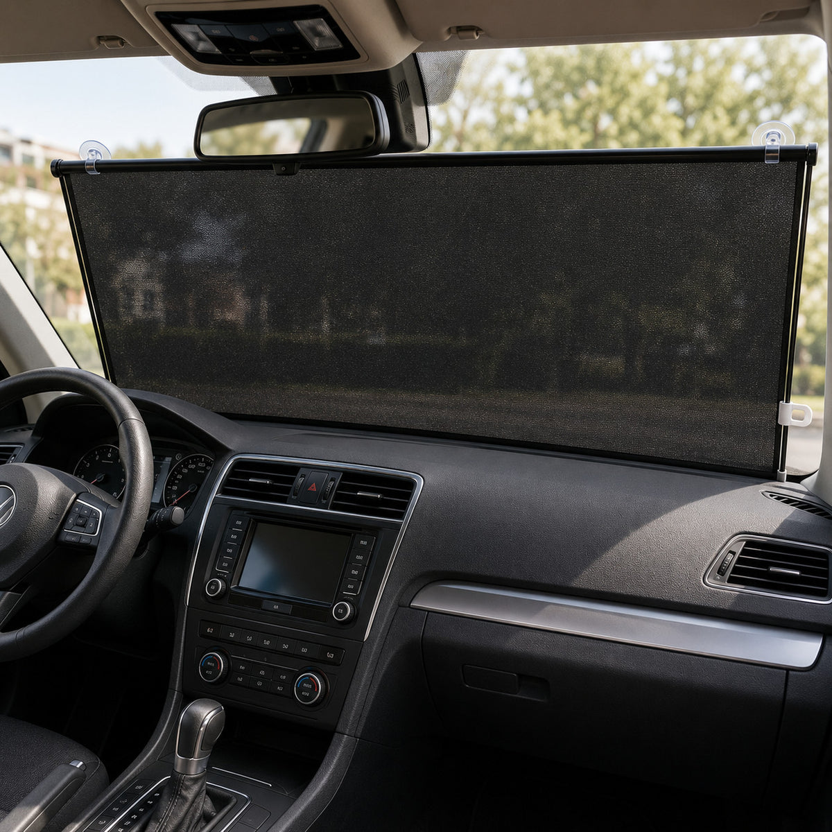 PARE-SOLEIL ENROULABLE POUR VOITURE 125x45CM PARE-BRISE OCCULTANT CA-02468