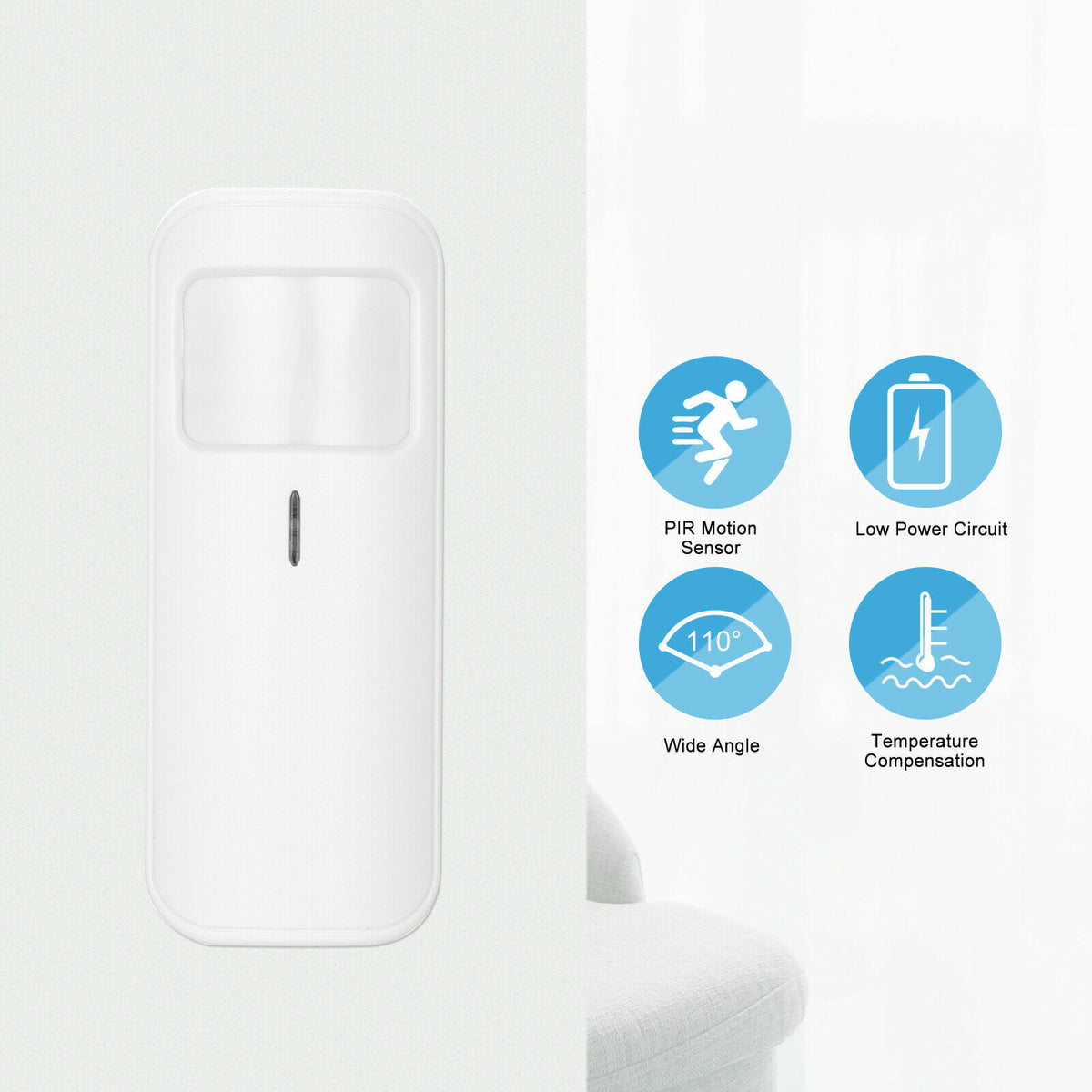 SENSORE DI MOVIMENTO PIR VOLUMETRICO WIRELESS ALLARME ANTIFURTO RF 433 MHZ