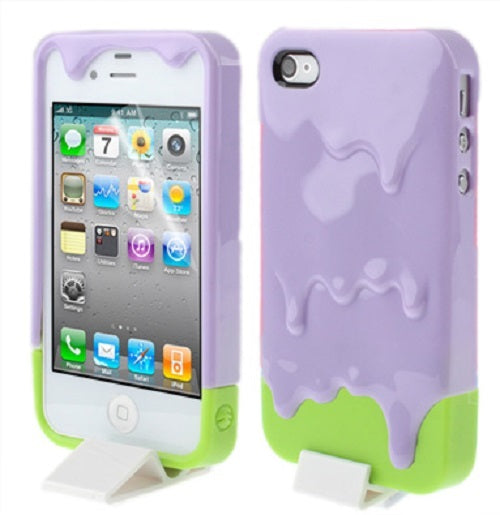 COQUE HOUSSE EN GEL GLACE 3D 3D MELT POUR APPLE IPHONE 4 ET 4S LILA VERT