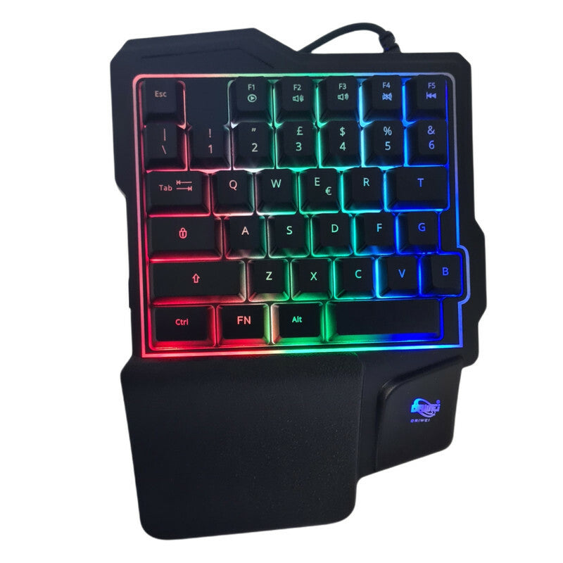 TASTIERA GAMING UNA SOLA MANO 35 TASTI CABLATI RGB USB RETROILLUMINATA LD-9300