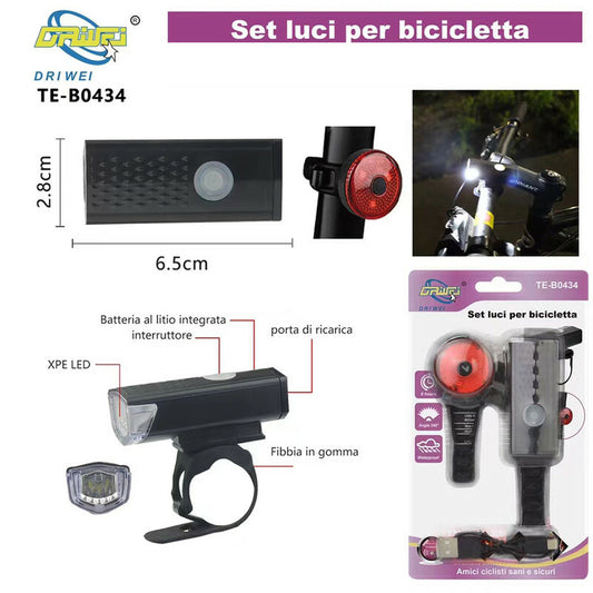 ÉCLAIRAGE AVANT ET ARRIÈRE LED RECHARGEABLE USB TROTTINETTE VÉLO TE-B0434