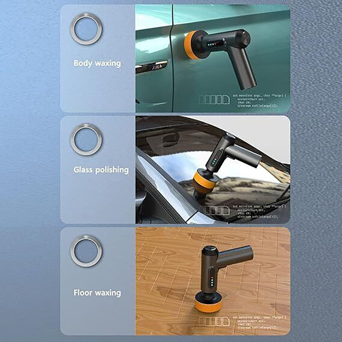 LUCIDATRICE LEVIGATRICE PISTOLA RICARICABILE PORTATILE CON DISPLAY PER AUTO