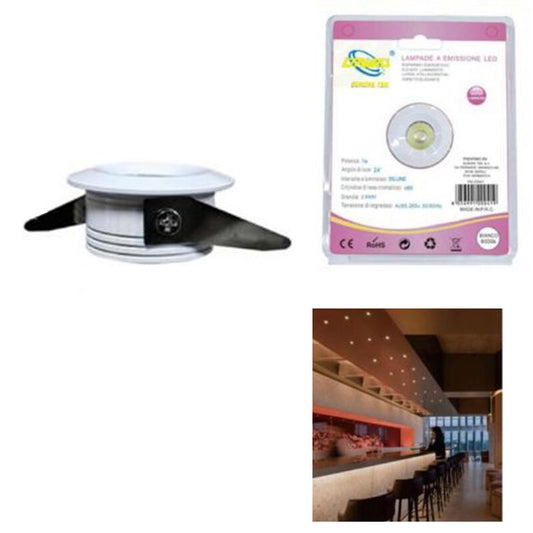 MINI SPOT LED 1W PLAFOND ROND ENCASTRABLE RESSORT 4CM LED BLANC CHAUD 3000K
