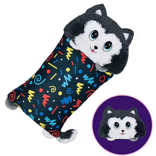 TAIE D'OREILLER AVEC PELUCHE AMOVIBLE IDÉE CADEAU ENFANTS CHIEN