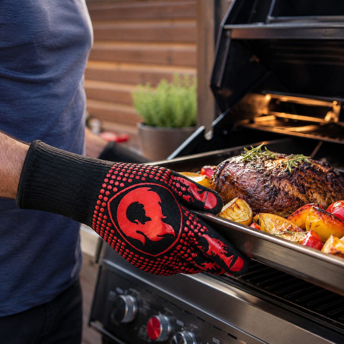 GANTS DE FOUR CUISINE ET BARBECUE IGNIFUGES RÉSISTANTS À LA CHALEUR JUSQU'À 800°