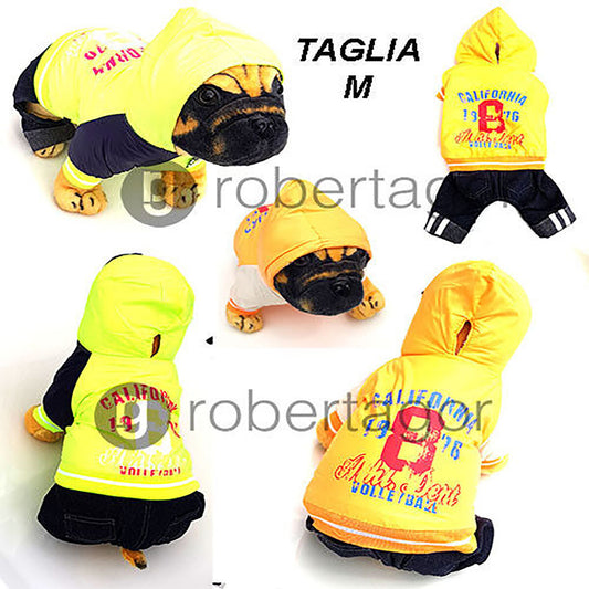 PIUMINO CALDO CANE CATARIFRANGENTE VESTITO CANI CAPPUCCIO IMPERMEABILE M
