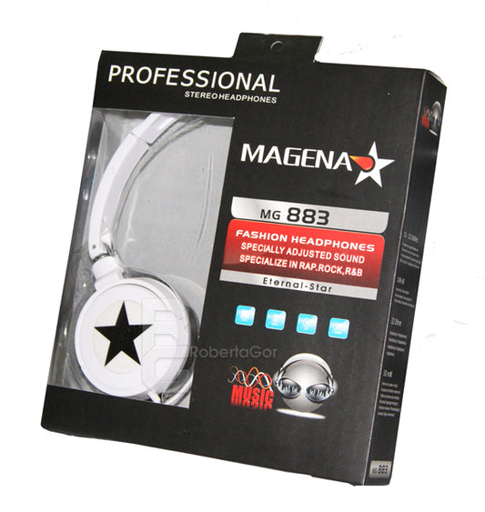 CASQUE STÉRÉO MP3 PC SPORT PLIABLE ETERNAL STAR BLANC NOIR