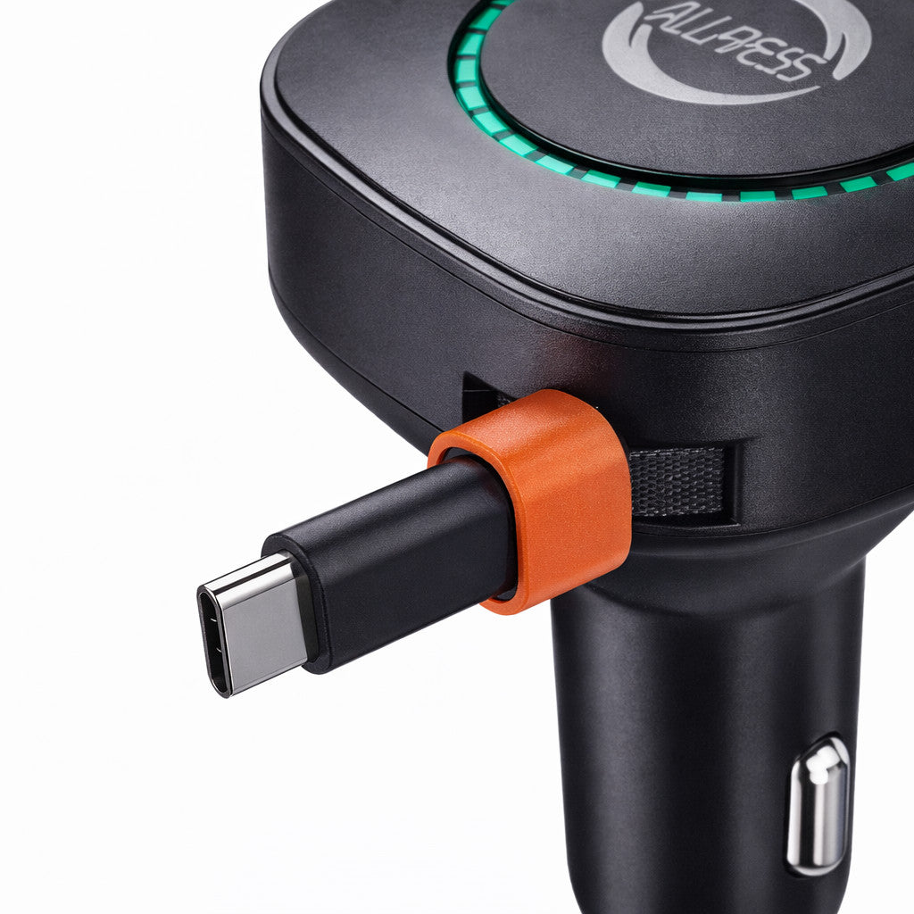CHARGEUR VOITURE USB TYPE-C 3.1A CÂBLE RÉTRACTABLE 67CM 12V 24V CHARGE RAPIDE