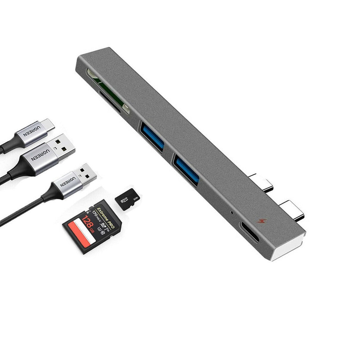 HUB USB C 5 IN 1 TIPO C MULTIPORTA USB 3.0 LETTORE CARD ADATTATORE Q-HUB810