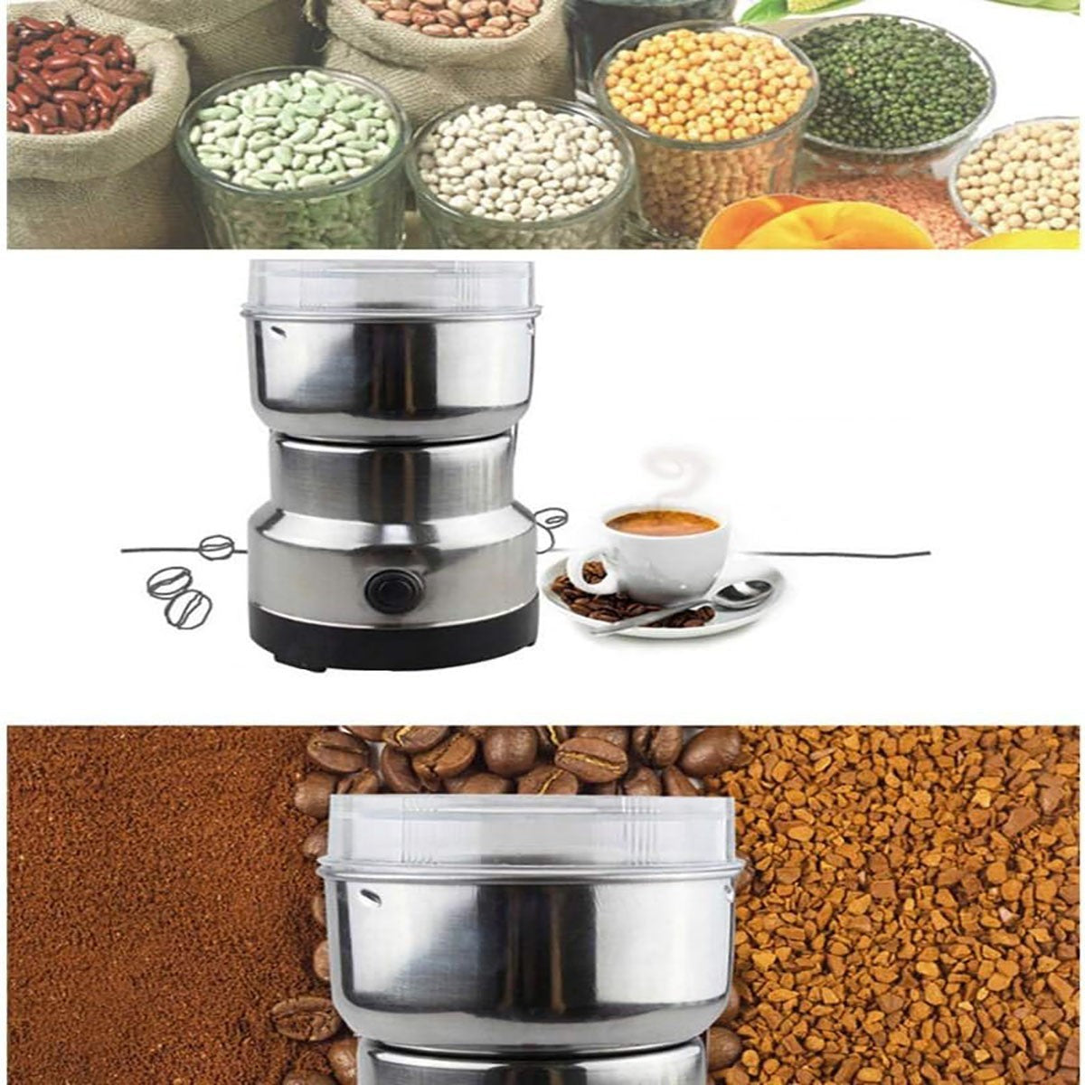 MACINACAFFE ELETTRICO 150W IN ACCIAIO INOX CAFFE SPEZIE SEMI USO CUCINA MY-7218