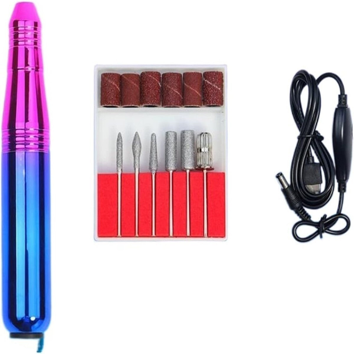 KIT FRAISE À ONGLES ÉLECTRIQUE 35000 TR/MIN USB MANUCURE PÉDICURE PORTABLE NAIL ART